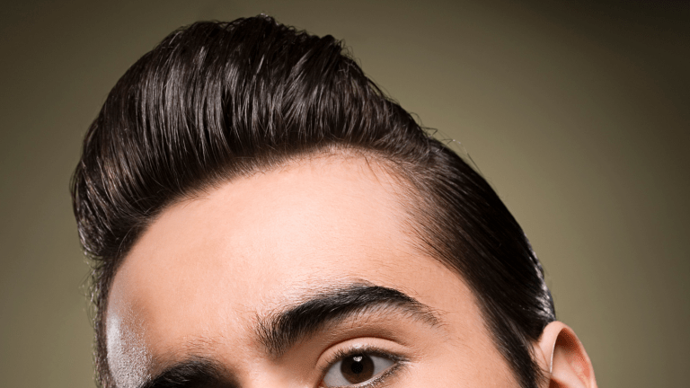Pompadour with slicked back hairstyle