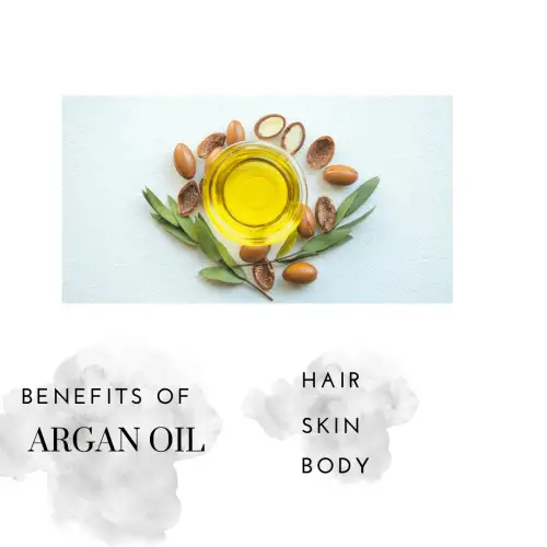 small bowl in the center which contains argan oil surrounded by argan nuts