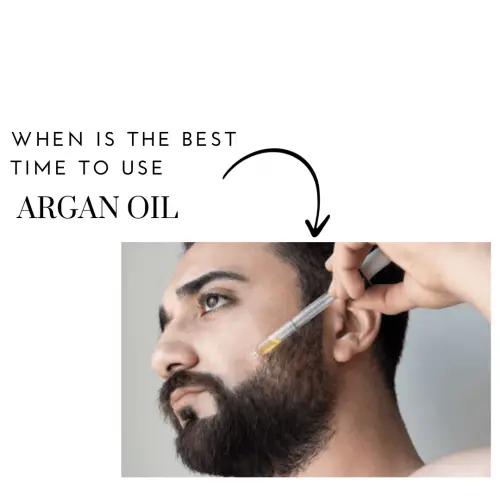 man having argan oil applied to beard